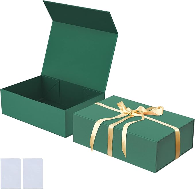 Luxury Large Gift Box 13.8"x9"x4.3" Storage Box Ribbon Magnetic Closure for Luxury Packaging Box for Mother's Day, Birthdays, Bridal Gifts,Weddings