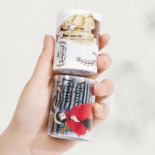 WT First Encounter Wide Washi Tape, Single Roll, Original Designs, Fashion Girls Decorative Tape, Modern Character Figures for Journaling, Bujo Planner Supplies, DIY Paper Tape