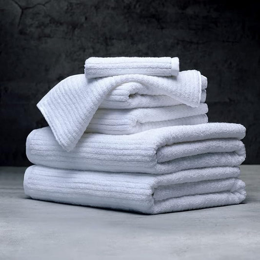 LUXOME Luxury Performance 6-Piece Bath Towel Set | Dual-Loop Design | Ultra Soft | Highly Absorbent | Quick Drying | Sail (White)