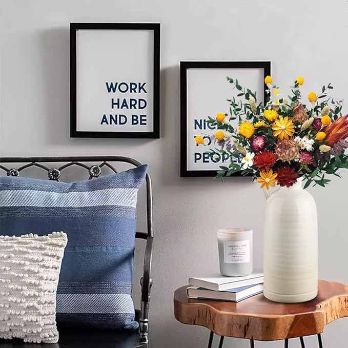 12.5" White Ceramic Vase for Home Decor Large Decorative Vase Boho Pottery Bud Vase for Flowers Rustic Farmhouse Tall Single Flower Vase for Centerpieces Pampas Grass