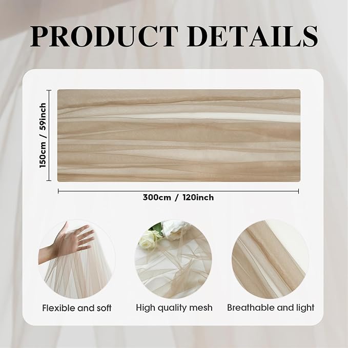 Artoid Mode Coffee Gauze Table Runner 120 Inch 10FT, Seasonal Sheer Kitchen Dining Holiday Wedding Birthday Baby Shower Table Decor for Home Party