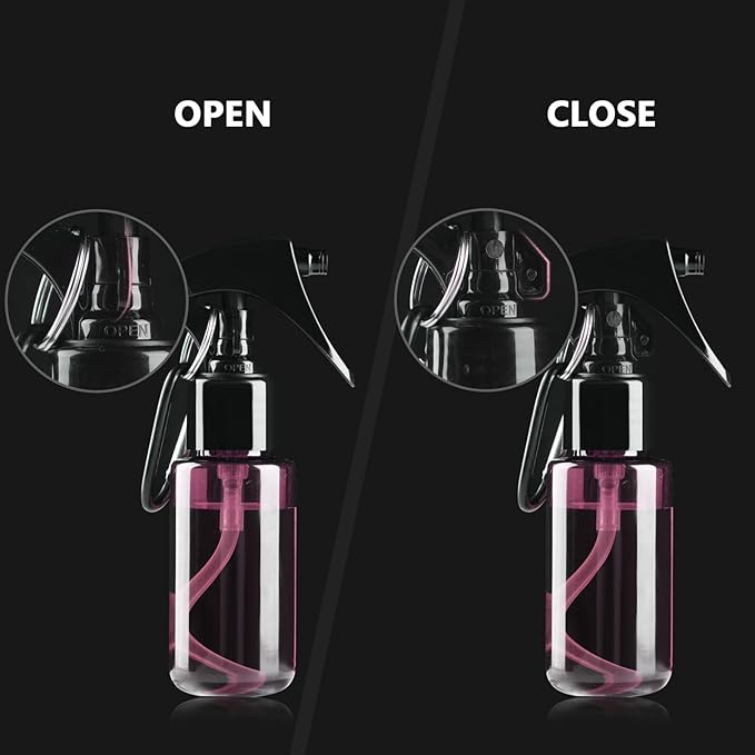 TANSHINE Small Spray Bottle 50ml, Travel Size Mini Mist Water Spray Bottles, Portable Hand Sanitiser Alcohol Fine Spray Bottle, Plastic Refillable Empty Face Mister Spray Bottles with Clip, 2oz/5pcs