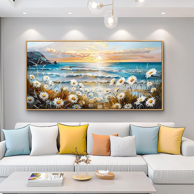 PHAOHUAXM Canvas Wall Art For Living Room Farmhouse Bedroom Wall Painting Marine Landscape Painting Office Photos Watercolor Wall Decor Flowers Nature Artwork For Walls Modern Home Decor 20x40 In