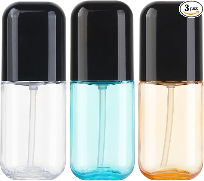 Travel Spray Bottle 3 Pack 2.7oz/80ml Portable Plastic Small Spray Bottles Refillable Mini Spray Bottle Empty Fine Mist Spray Bottles for Makeup Removers, Perfume, Essential Oils Toners Rose Waters