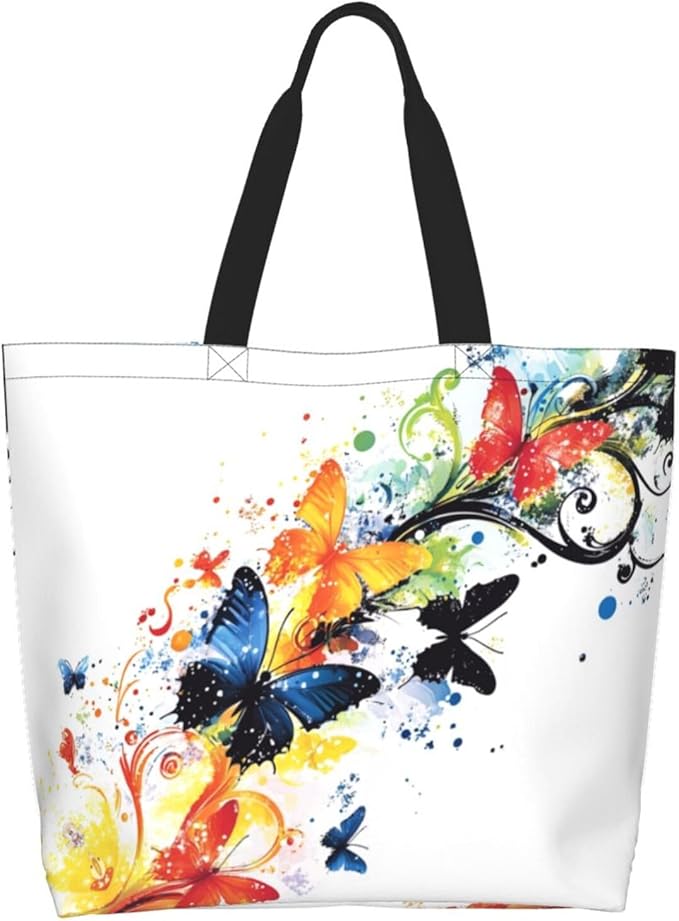 Tote Bag Shoulder Bags for Women Grocery Shopping Bag Reusable Bags Boho-Red Paisley 1