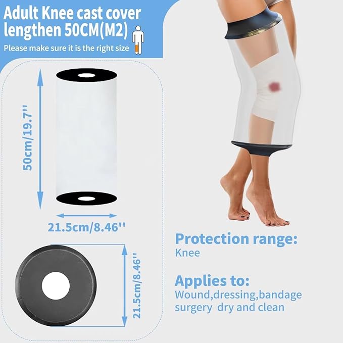 KEEFITT Knee Cast Cover for Shower, Waterproof Shower Protector for ACL Surgery, Wound, Burns Watertight Protection