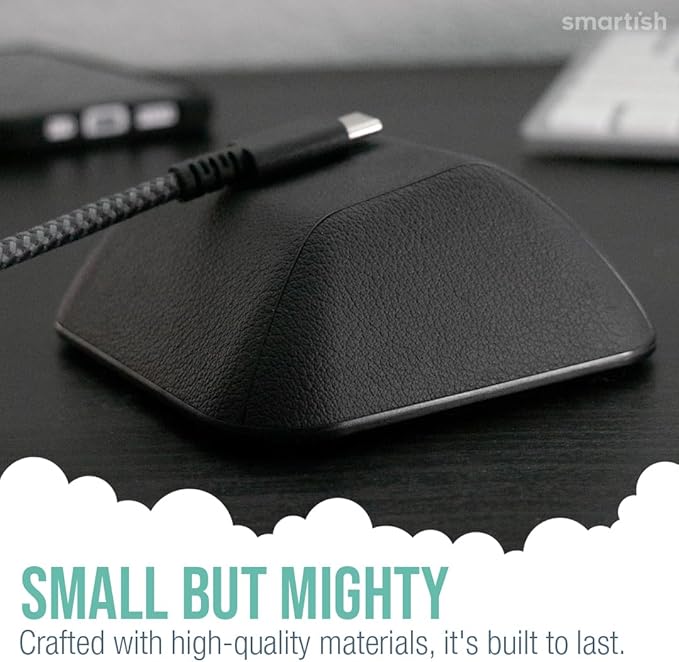 Smartish® Magnetic Cord Holder - Cable Wrangler Organizer Stocking Stuffer with Magnet Clips for Charger Management on Desktop, Nightstand for USB-C + Lightning - Black Tie Affair