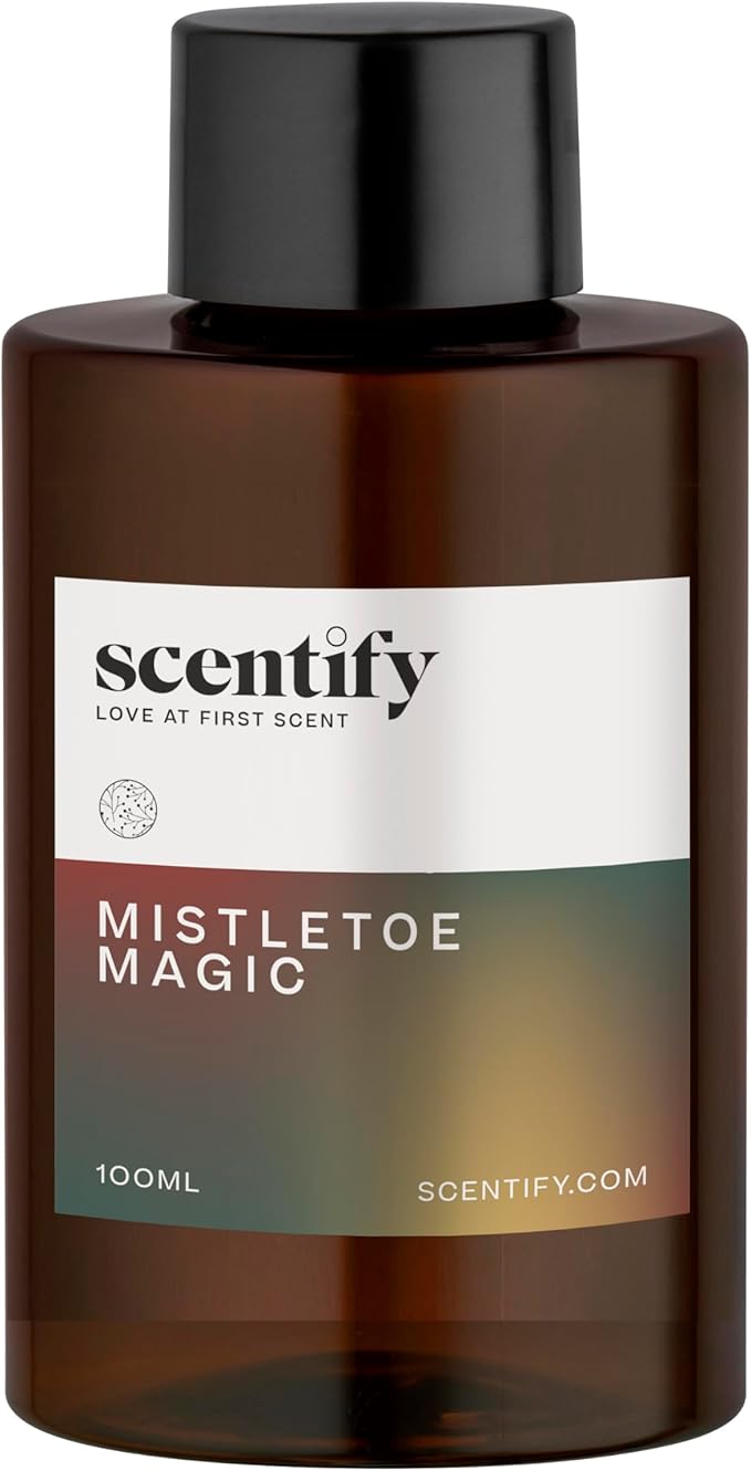 Scentify Holiday Mistletoe Magic Aroma Oil Christmas Refill Scent for Oil Diffusers - Pine, Oak, Moss, Clove, Cedar - Luxurious Relaxing Aromatherapy Fragrance 100ml, 3.38oz