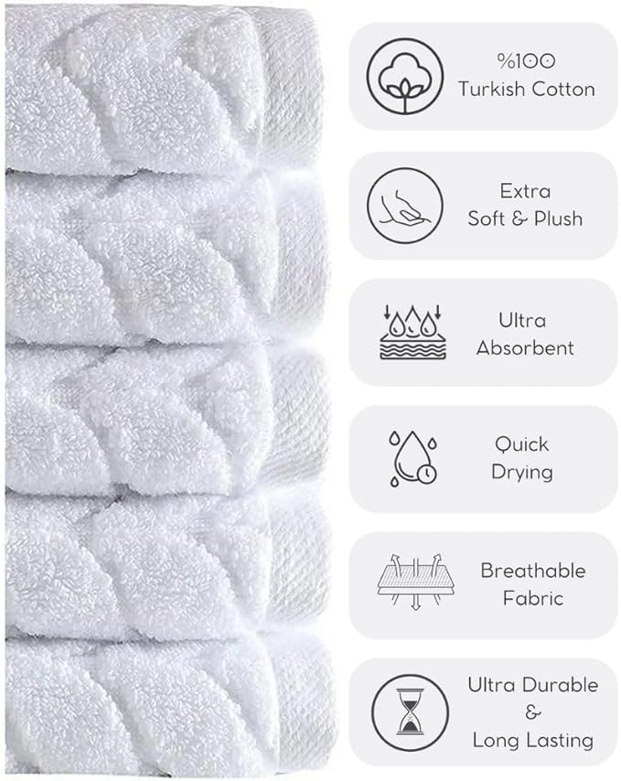 BAGNO MILANO Turkish Bath Towels, Soft Plush Jacquard Luxury Bath Towels, Quick Dry Towel Set (Latte, 3 pcs Towel Set)