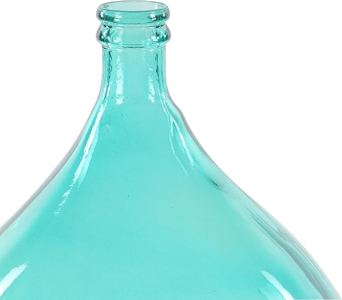 Deco 79 Glass Decorative Vase Spanish Centerpiece Vase, Flower Vase for Home Decoration 15" x 15" x 22", Teal
