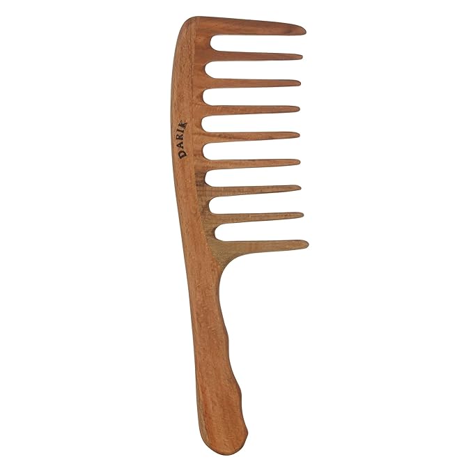 Wide Tooth Wooden Comb Handmade - Natural Vintage Style Wide Tooth Comb for Curls Gentle Styling - Anti-Static Wood Hair Combs For Women Detangling (Extra Wide Tooth)