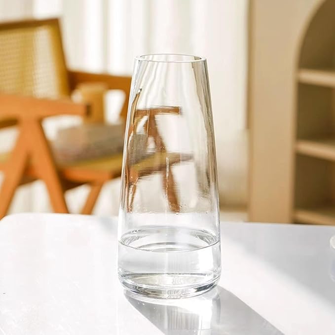 DARENYI Clear Glass Vase for Flowers, 8 inch Flower Vase Modern Glass Vase Home Decor, Decorative Vase for Centerpiece, Table, Wedding, Living Room, Office,Housewarming Gift