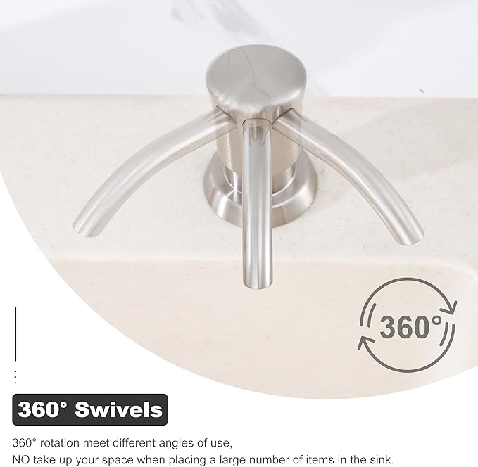 GAGALIFE Built in Sink Soap Dispenser or Lotion Dispenser for Kitchen Sink, Brushed Nickel ABS Pump Head, with 17 Ounce Large PET Soap Bottle