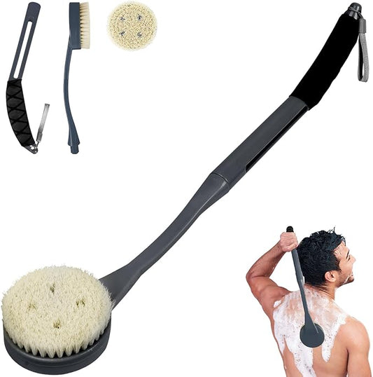 Back Brush Long Handle for Shower, 20.5” Back Bath Brush for Shower, Back Scrubber, Exfoliation and Improved Skin Health for Elderly with Limited Arm Movement, Disabled, Pregnant Women