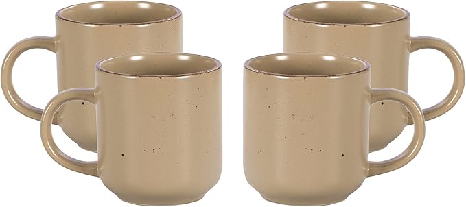 HomeVSS 20-Piece Dinnerware Set - Serves 4, Matte Beige Glaze plates and bowls sets with Speckle Effect for Microwave & Dishwasher Safe