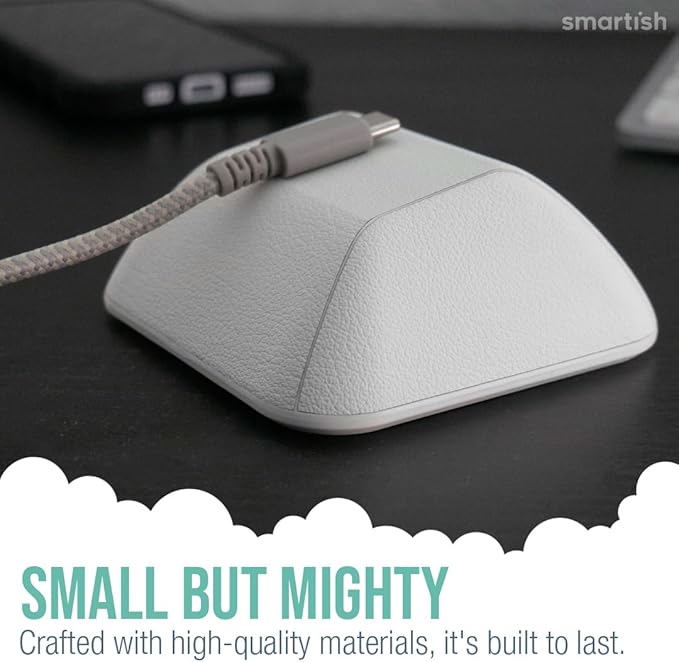 Smartish® Magnetic Cord Holder - Cable Wrangler Organizer Stocking Stuffer with Magnet Clips for Charger Management on Desktop, Nightstand for USB-C + Lightning - Snow Day White