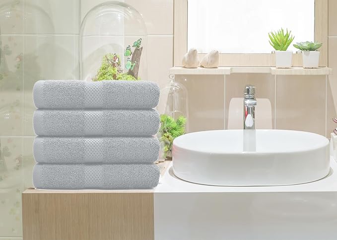 DAN RIVER 6-Pack Premium Hand Towels (16x28 Inches) - 100% Cotton, Ultra Soft, Lightweight, Highly Absorbent Towels for Bathroom, Spa, Gym, Salon, Hotel, and Travel - 550 GSM - Silver