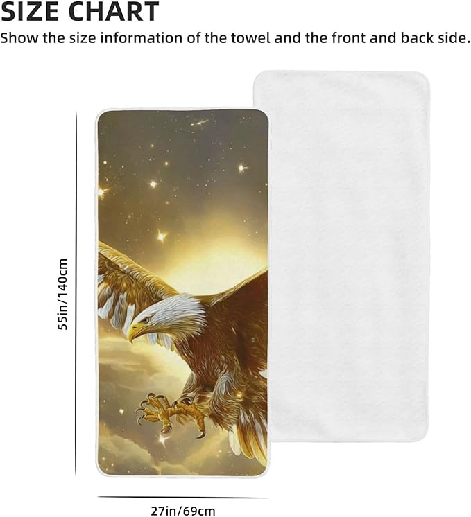 Majestic Eagle Quick Dry Microfiber Towel, Ultra Absorbent & Soft Coral Fleece Bath Towels for Body, Hair, Gym, Yoga, Spa & Travel - Lightweight & Fast Drying Multipurpose Towel (27"X55"