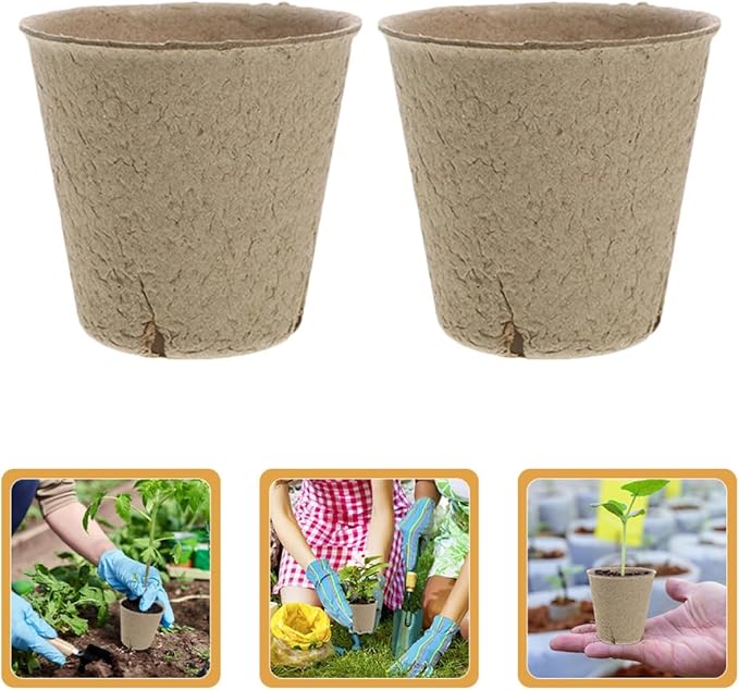 Biodegradable Paper Plant Pots with Drainage Nursery Seedling Starter for Outdoor Gardening Lightweight Germination Pots with Garden Labels