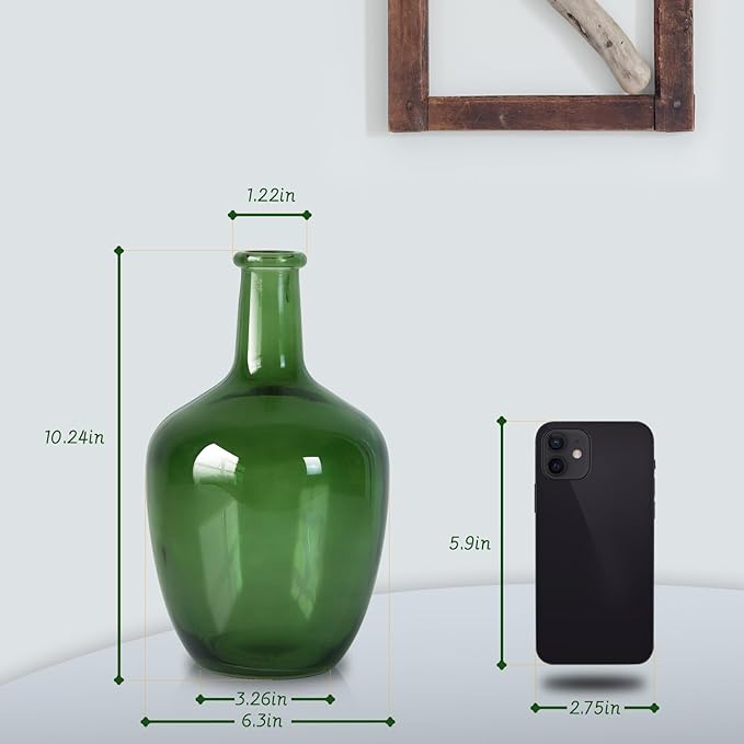 Clear Glass Vase Tall Farmhouse Vase for Branches Glass Vases for Centerpieces in Home Decoration (S-Green)