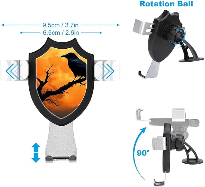 Women's Phone Holders Full Moon Black Crow Raven Bird Universal Hands Free Automobile Cell Phone Holder