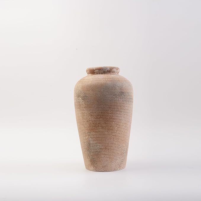 Plain Brown Ceramic Vase for DIY Painting - Customizable Handmade Pottery, Blank Canvas for Flower Arrangements, Home Decor, Wedding & Office Decoration (6.18L x 6.18W x 11H)