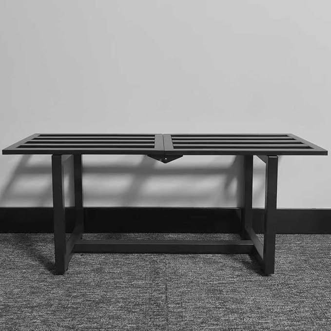 2 Pack Metal Plant Stand Indoor, Outdoor Iron Plant Shelf, Heavy Duty Slatted Display Shelf for Patio Balcony Garden Living Room Load Bearing 330 LB 26" L x 10.4" H x 8.6" W 1 Tier Black