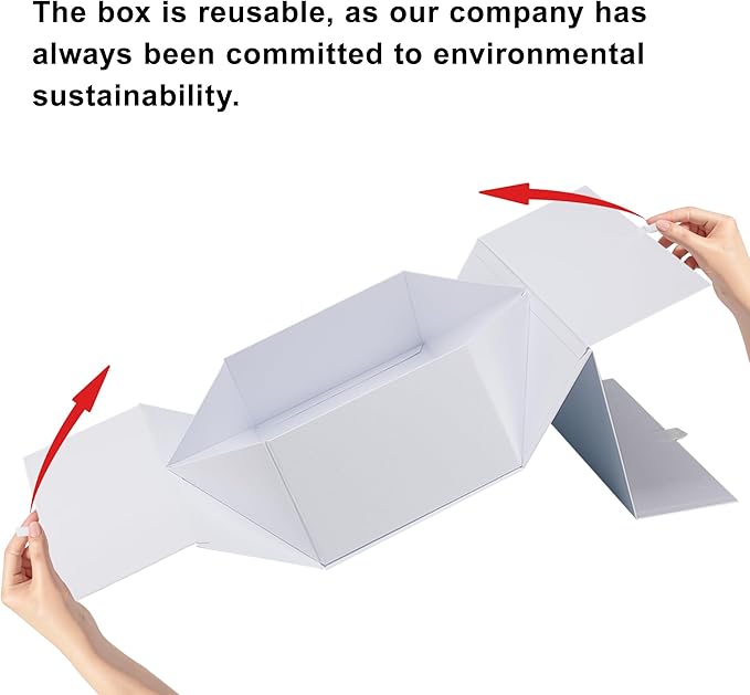 Rsgift 2 Packs Gift Boxes 14x11x7 Inches,White Gift Boxes with Lids,Collapsible Groomsmen Proposal Box with Magnetic,Large Gift Boxes for Presents,Wedding,Christmas,Birthday