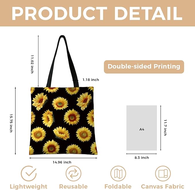Cute Aesthetic Canvas Tote Bag for Women, Reusable Foldable Shopping Cotton Shoulder Totebag with Zipper Pocket
