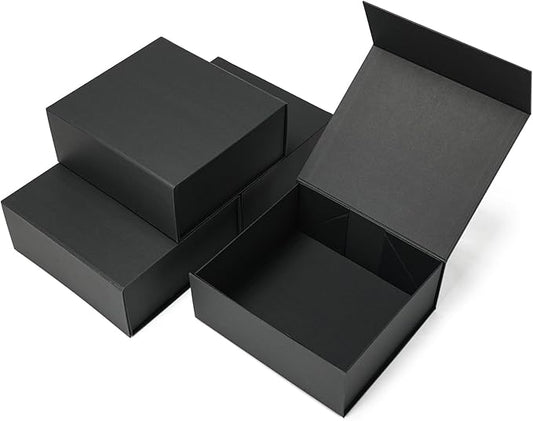 Schliersee 4 Packs 7.8x7x3.1 Gift Box with Magnetic Closure Lid for Present, Black Gifts Wrap Box for Birthday, Wedding, Groomsmen Bridesmaid
