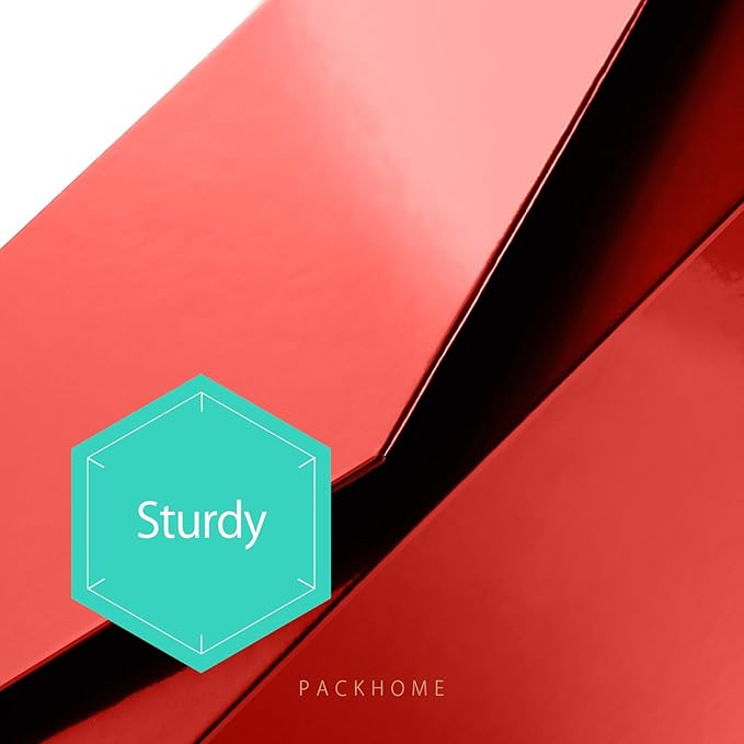 PACKHOME 17x14.5x5.5 Inches, 3 Extra Large Gift Boxes with Lids, Magnetic Closure Boxes for Clothes and Large Gifts (Glossy Red)