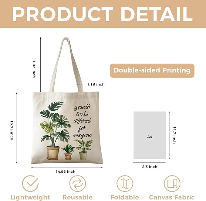 Cute Aesthetic Canvas Tote Bag for Women, Reusable Foldable Shopping Cotton Shoulder Totebag with Zipper Pocket