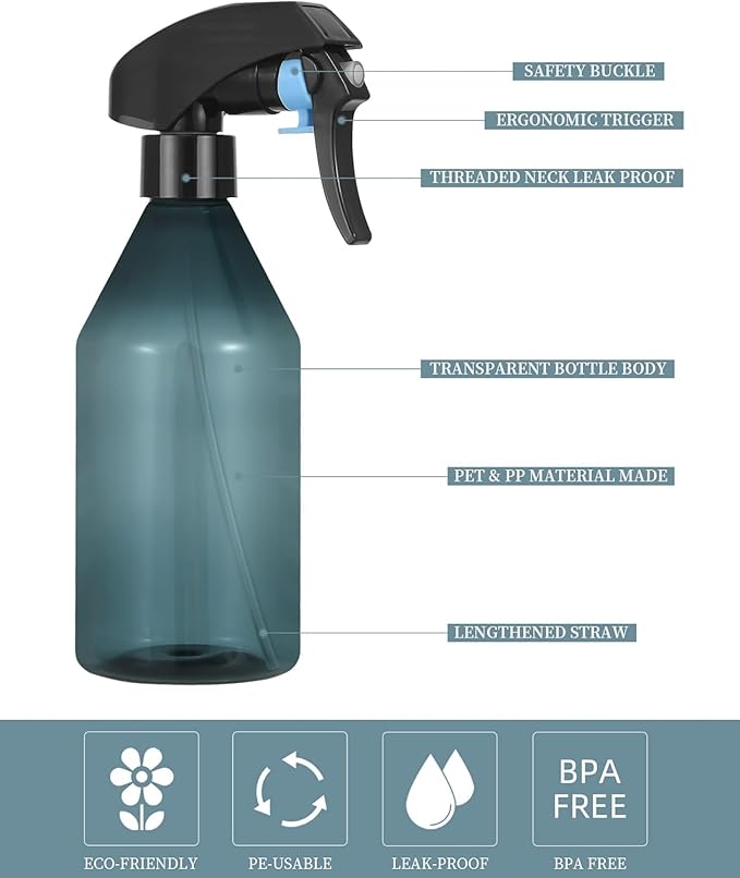 driew Plant Mister Spray Bottle, 10oz Plant Spray Bottle for Plants Misting Bottle Plant Water Spray Bottle Fine Mist Spray Bottle -Clear Blue,6 Pack