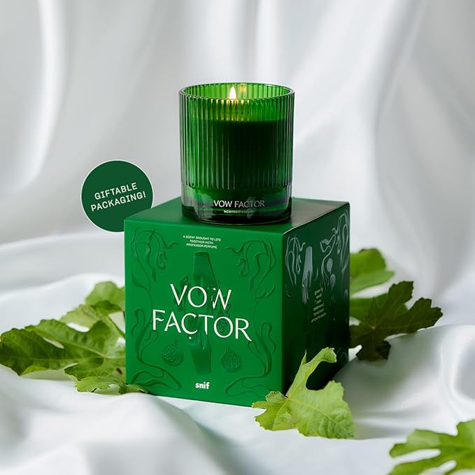 Vow Factor Luxury Scented Candle by Snif, Floral and Citrus Scent, 50+ Hours, 100% Cotton Fiber Wicks, Soy Wax Blend, Non-Toxic, Vegan, 8.5 oz