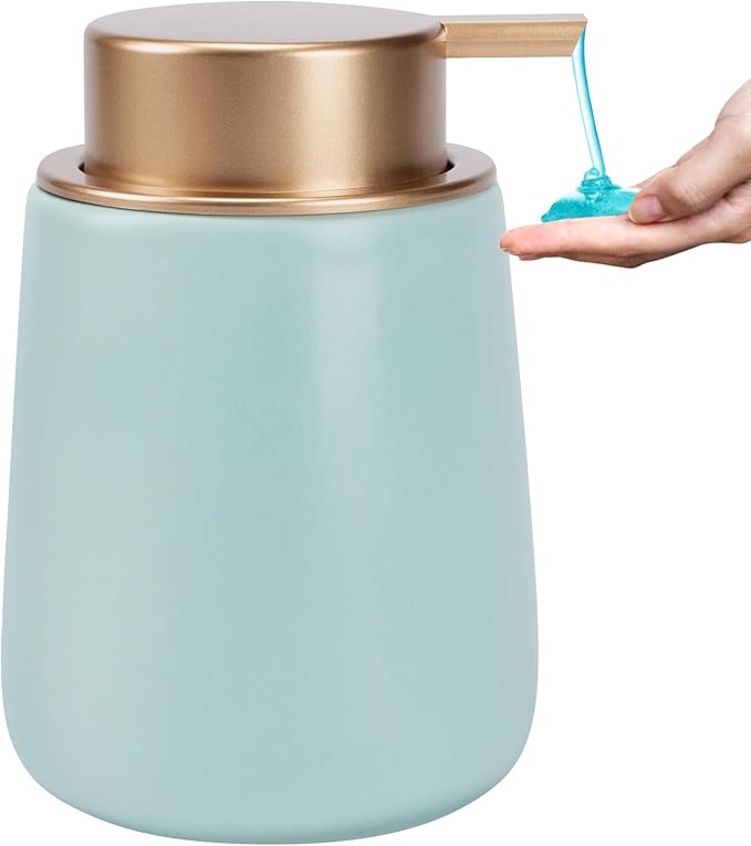 Soap Dispenser Ceramic with Easy-to-Press Pump Hand Lotion Liquid Dispenser for Shampoo Bathroom Kitchen 12 oz