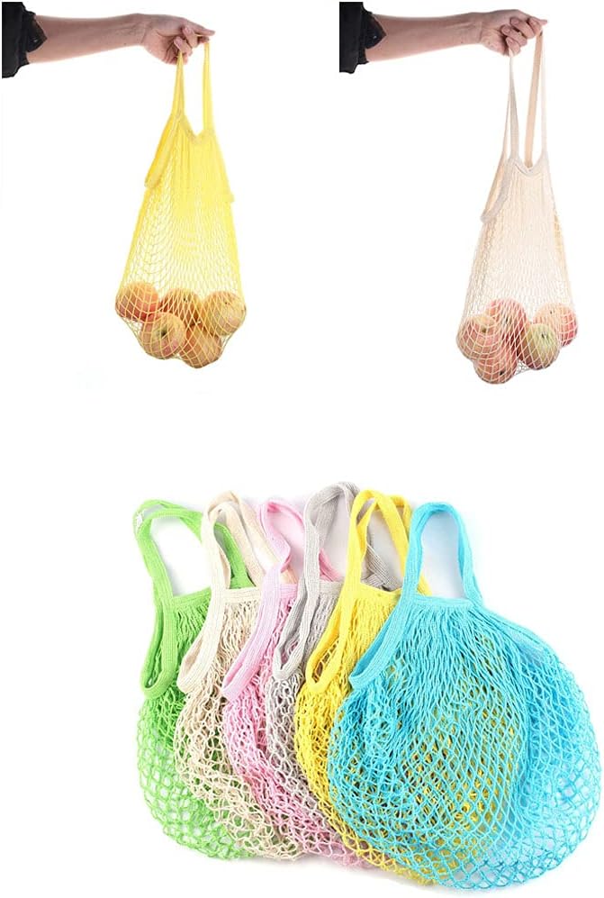 Portable Cotton Shopping Mesh Bag Ecology Reusable Short Handle Grocery Bags Short Handle Grocery Bags