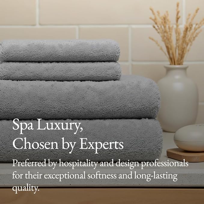 Italic Ultraplush 12-Piece Family Towel Set – Luxury Bath Towels, Hand Towels & Washcloths – Plush, Quick Dry 800GSM 100% Australian Cotton for Bathroom & Spa (Light Gray)