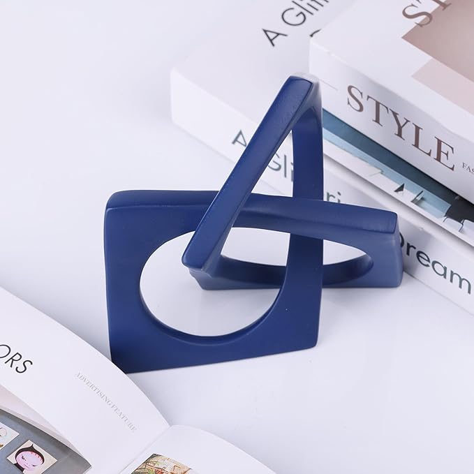 XMGZQ Navy Blue Knot Statue for Coffee Table Centerpiece Decor,Modern Abstract Art Geometric Sculpture and Figurines, Home Decor Accent,Cube Knick Knacks for Shelves,Bookshelf,Entryway,Floating