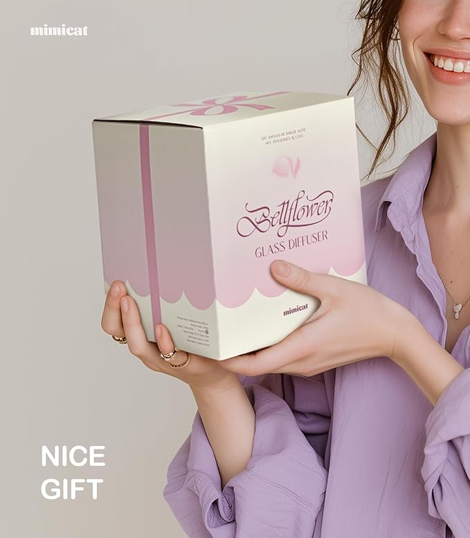 Essential Oil Diffuser for Home Glass: mimicat Timer 120ml Ultrasonic Cool Mist Aromatherapy Diffusers for Bedroom Office with Soft Night Light Pink