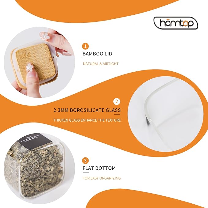 12Pcs 4oz Spice Jars with 275 Labels, Small Seasoning Glass Container Empty Organizer with Bamboo Lid Set for Pepper, Salt, Sugar