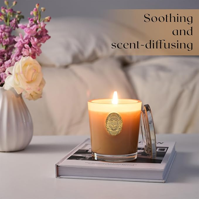 M&SENSE Natural Soy Candle| Santal Brown | 10.2 oz, 55H Burn | Luxury Scented Candle for Relaxation, Gifting, Home Décor | for Bedroom, Office, Party