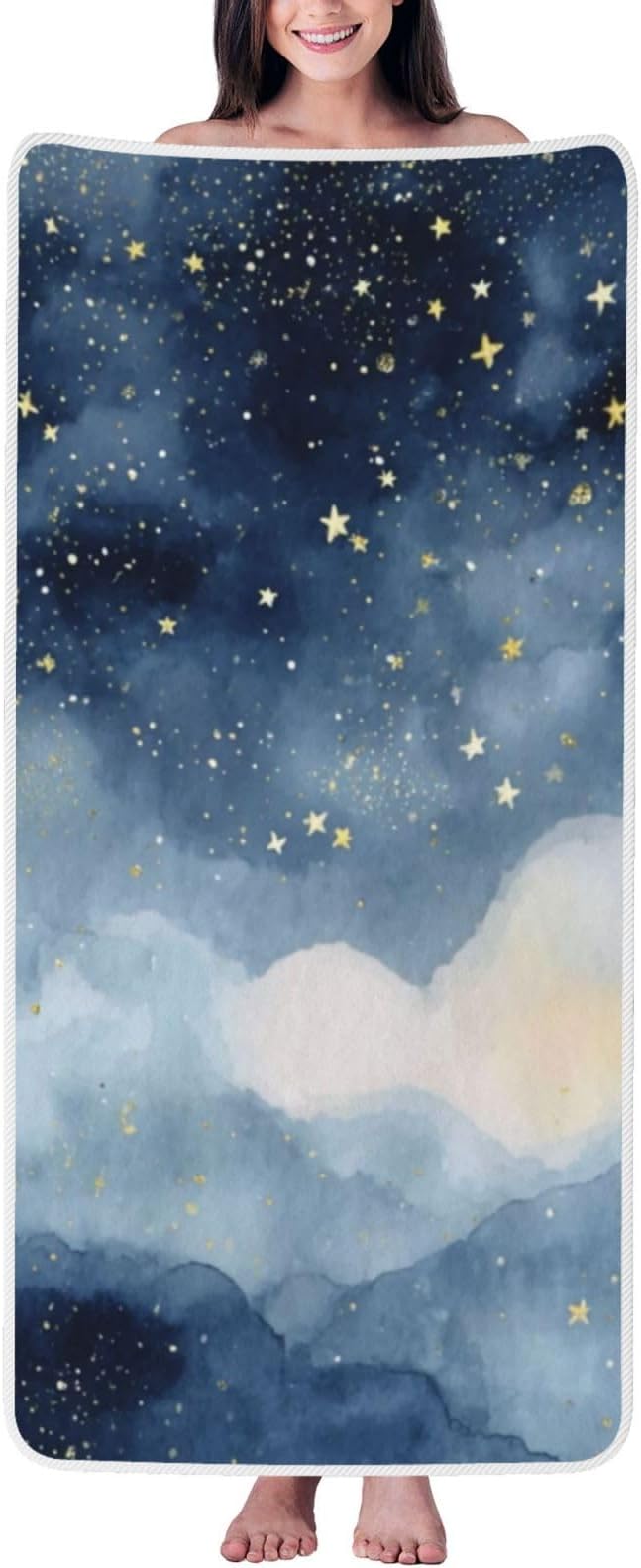 Night Sky Quick Dry Microfiber Towel, Ultra Absorbent & Soft Coral Fleece Bath Towels for Body, Hair, Gym, Yoga, Spa & Travel - Lightweight & Fast Drying Multipurpose Towel (27"X55"