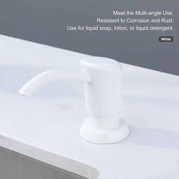 GAGALIFE Soap Dispenser for Kitchen Sink, Kitchen Sink Soap Dispenser with 17 Ounce Large Pet Soap Bottle, in Sink Soap Dispenser Refill from The Top, White
