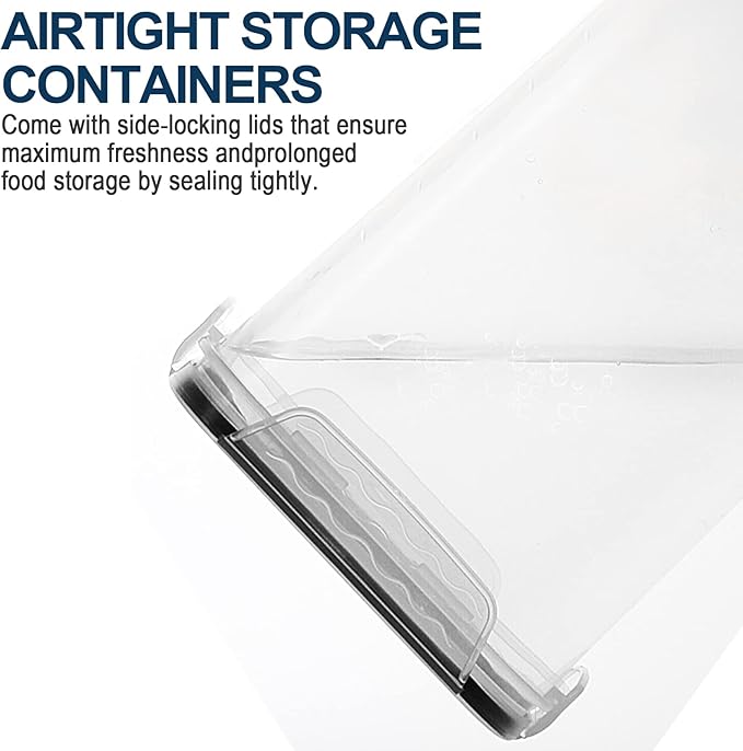 Extra Large 7qt / 6.5L/220oz Tall Food Storage Containers, WIDE & DEEP, 4-Piece Plastic Airtight Kitchen Pantry Storage Containers for Flour, Sugar, with 4 Measuring Cups,20 Labels