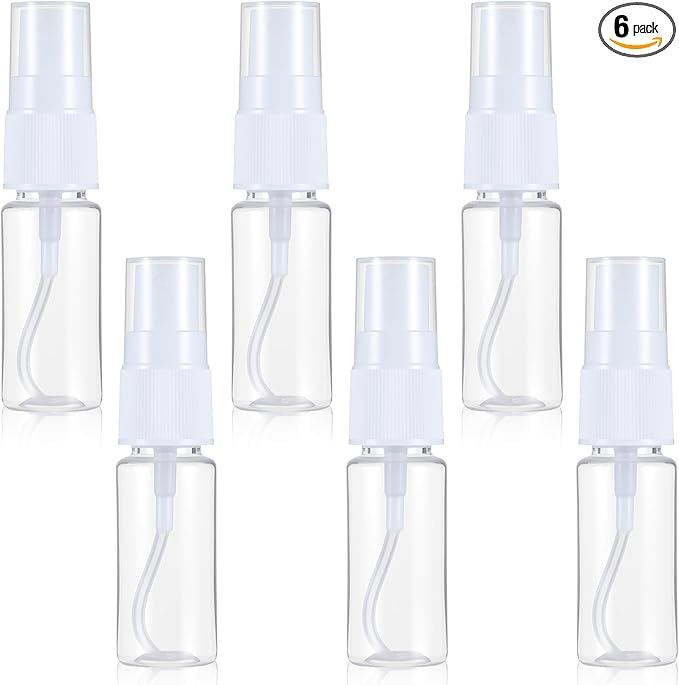 6 Pcs 20 Ml Empty Spray Bottle, Clear Sprays Bottles Small Plastic Fine Mist Spray Bottles, Travel Sprays Bottle Reusable Containers for Travel Perfume Cosmetics Cleaning Care