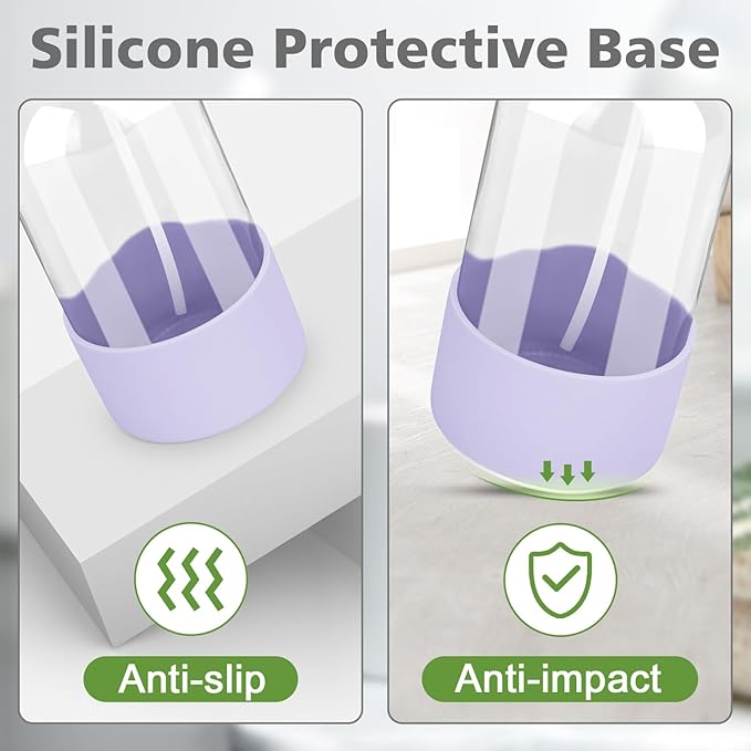 Glass Spray Bottles with Silicone Sleeve Protection, Empty 16 oz Refillable Containers, Reusable Spray Bottles with Adjustable Nozzle for Hair, Cleaning Solutions, 1 Pack Purple