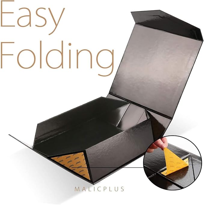 6 Gift Boxes with Lids 9x9x3.4 Inches, Black Groomsmen Proposal Boxes with Magnetic Closure for All Occasion (Grass Texture Black)