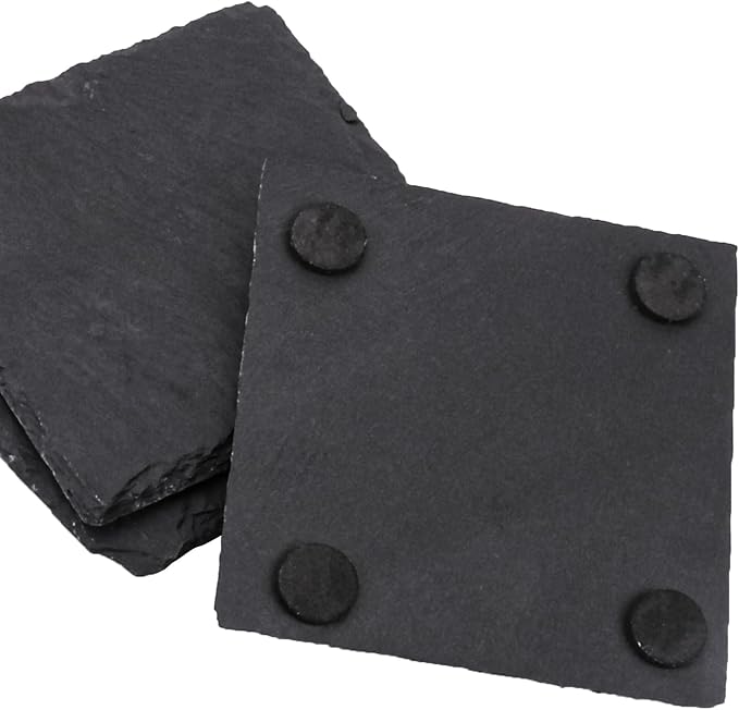 30 Pack 4 Inch Slate Coasters,Black Stone Coasters with Anti-Scratch Bottom, Ideal for Home Decor, Bar, Housewarming Gifts, and Laser Engraving KUKLIPJIM