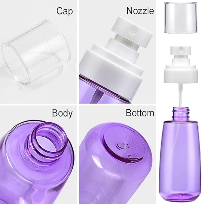 Cosywell Fine Mist Spray Bottle 3.4oz/ 100ml Empty Cosmetic Refillable Travel Containers Plastic Hair Spray Bottle Sprayer for Perfume Skincare Makeup Lotion (3Purple)