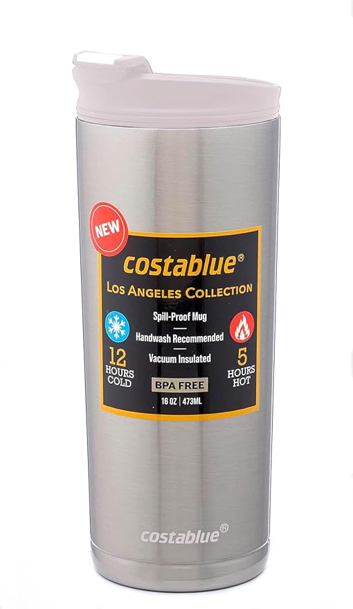 Travel Coffee Mug - 16 Oz. Stainless Steel Insulated Coffee Mug, Leak Proof Tumbler w/Dishwasher Safe Lid, Double Wall Travel Coffee Cup, Reusable Insulated Tumbler for Hot & Cold Beverages…